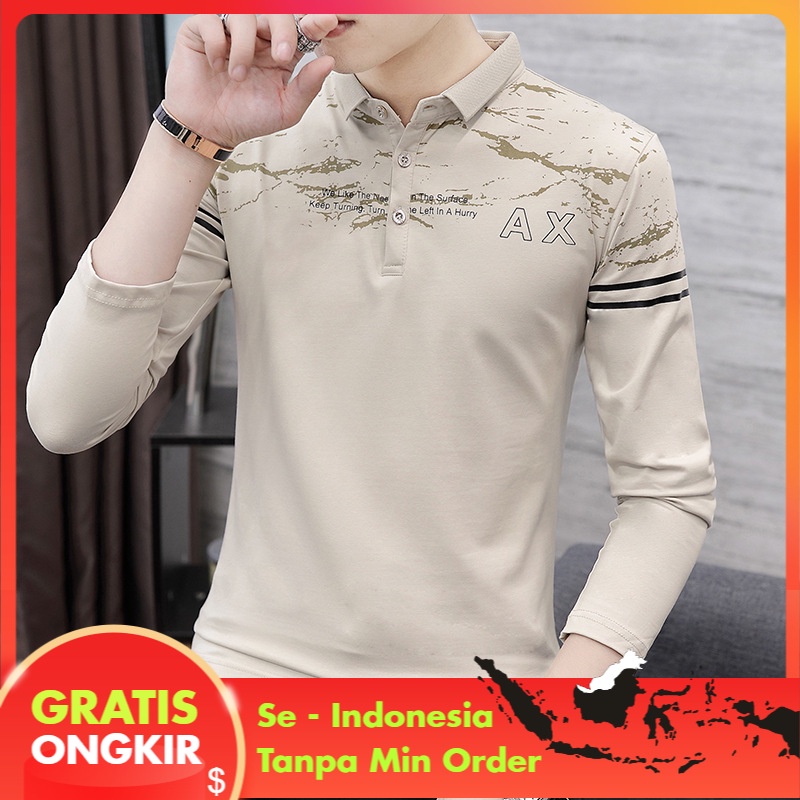 Kaos Polo Pria Duogelongbao Remaja Inggris Kerah T-shirt Katun Polo Tshirt