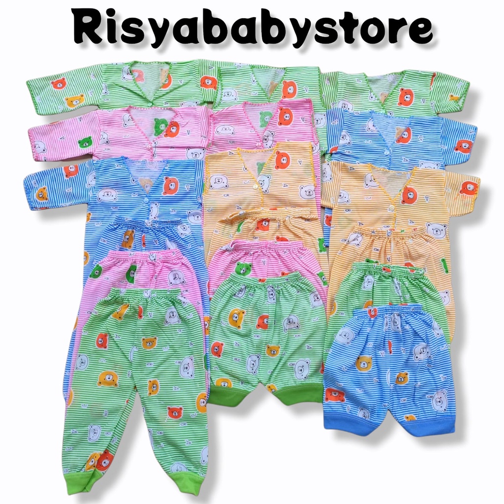 18 pcs / 9 stel Paket Hemat Baju Bayi Motif Salur/ Perlengkapan Baju Bayi Newborn / Perlengkapan Lahiran