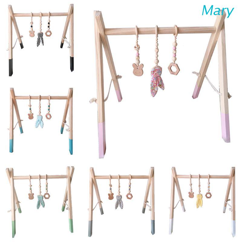 Mary 1 Set Mainan Rak Gym / Fitness Desain Kartun Telinga Kelinci Bahan Kayu Untuk Bayi / Anak