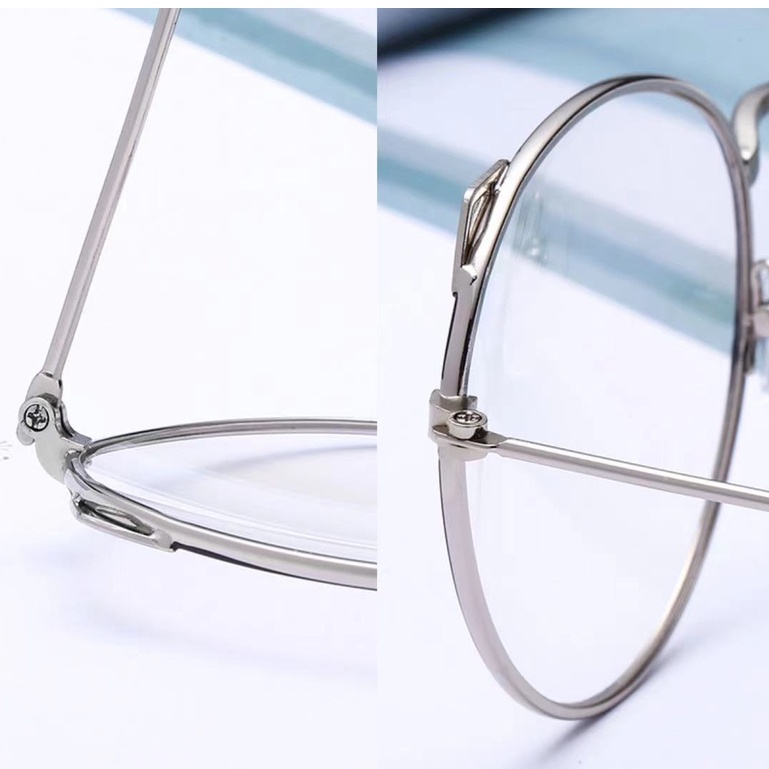 (Rowling)Impor murah Frame Kacamata Wanita dan Pria Gaya Retro Round Eyeglasses Metal Frame Kacamata Fashion-5