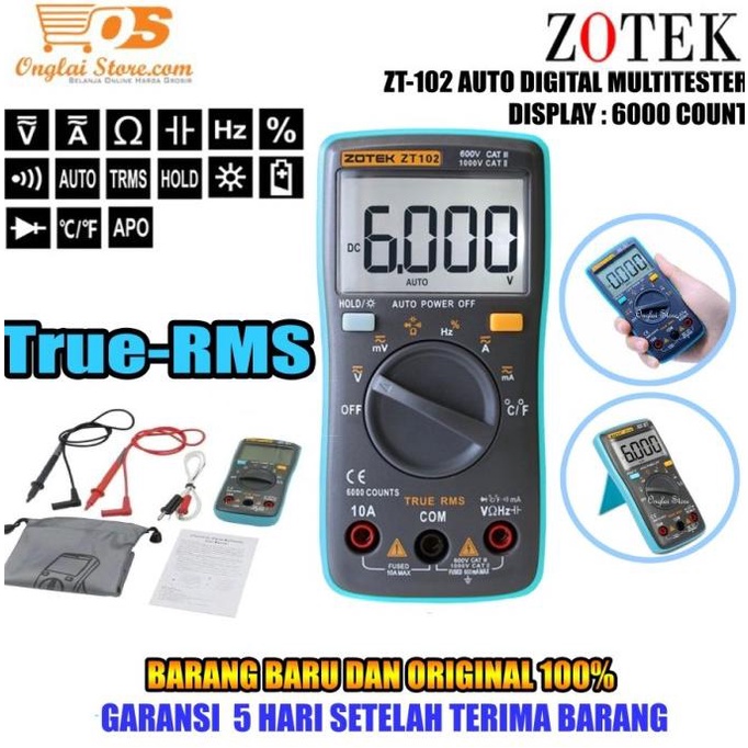 MULTITESTER DIGITAL ZT102 AVOMETER ZOTEK ZT 102 MULTIMETER ZT-102 ORI