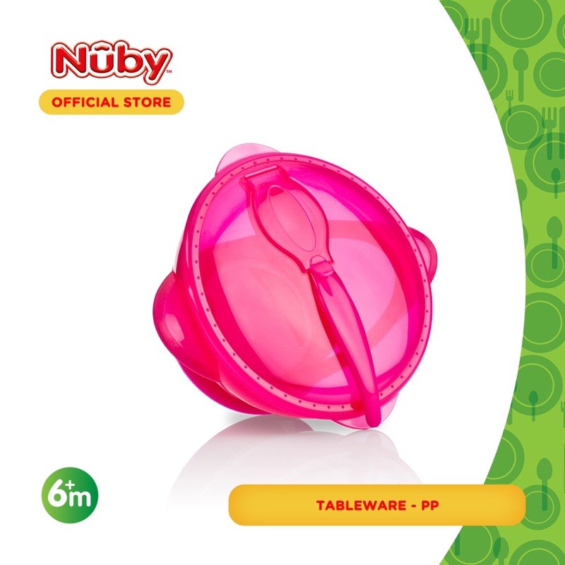 Nuby Garden Fresh Suction Bowl and Spoon Lid/Mangkok makan set anak