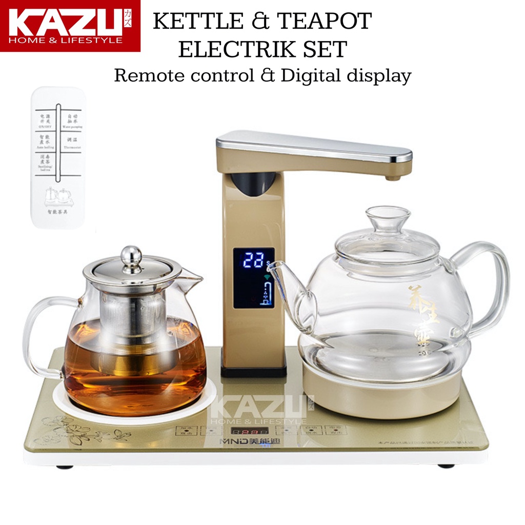 KAZU KETTLE ELECTRIK SET C21 TEA MAKER LISTRIK TEKO KOPI TEH PEMANAS AIR TEAPOT TRAY SET KOMPOR