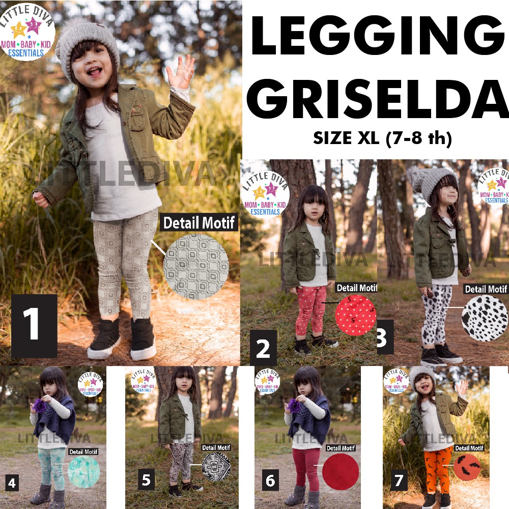 Legging Anak GRISELDA Size XL (7 - 8 th) Leging anak cewe lejing anak perempuan katun kaos bayi gg