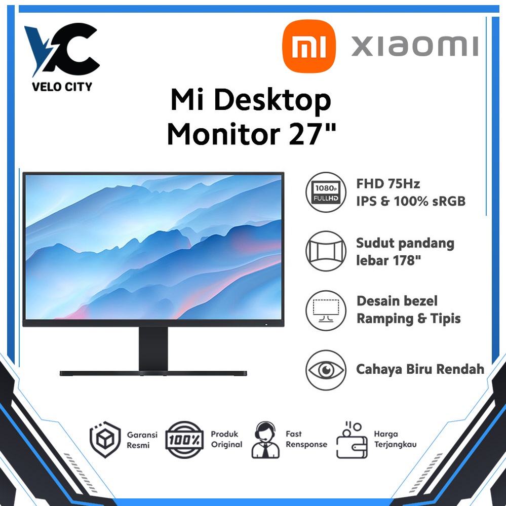 Xiaomi Mi Desktop Monitor 27&quot; Layar IPS 1080P Cahaya Biru Rendah Original