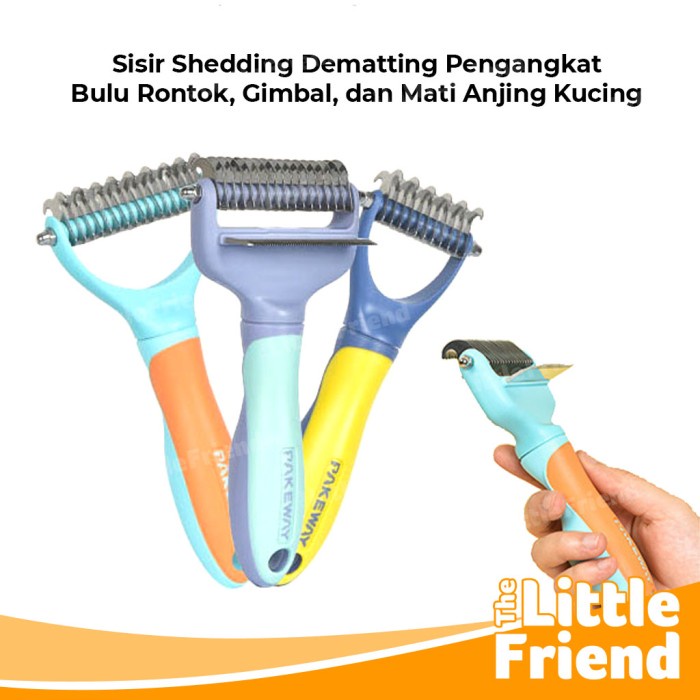 Sisir Pengangkat Bulu Rontok Dematting Deshedding pada Anjing Kucing 2 Sisi