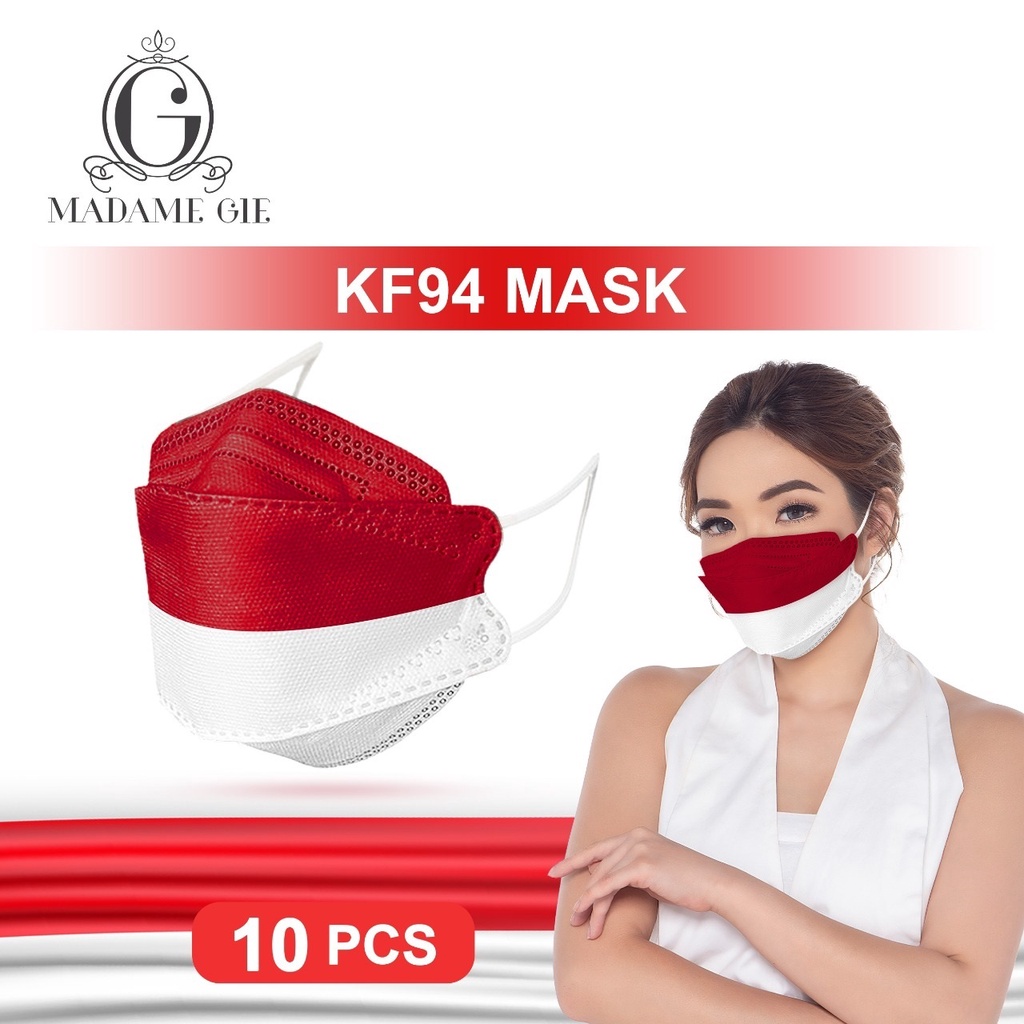 ⭐️ Beauty Expert ⭐️ Madame Gie Protect You KF94 Merah Putih - Masker 10 Pcs