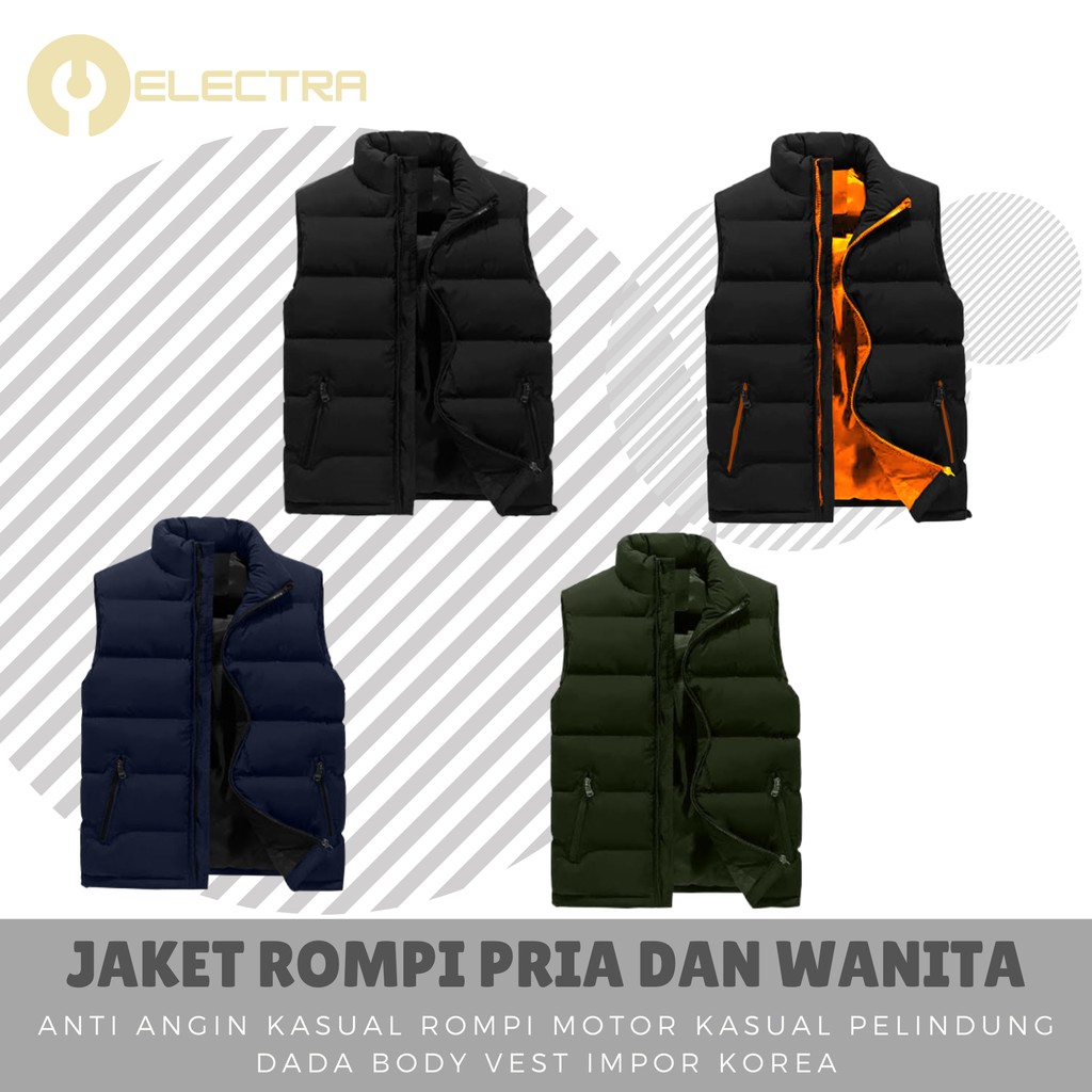 Jaket Rompi Pria dan Wanita Anti Angin kasual Rompi Motor kasual pelindung dada Body vest impor kore