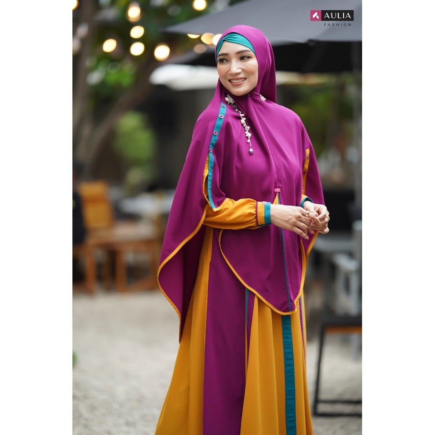 AULIA FASHION Set Gamis AGHNIA Mustard Burgundi [Bisa COD]