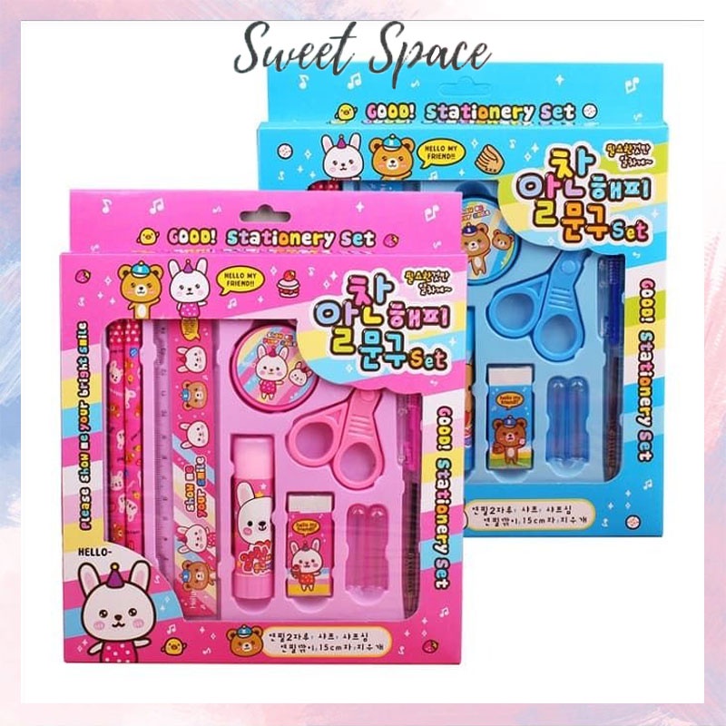 SET ALAT TULIS SEKOLAH 10 IN 1 SEPAKET KARAKTER KARTUN ANAK [SWEETSPACE]