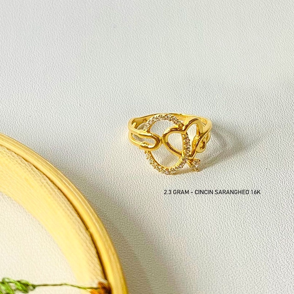 Cincin anak dan dewasa emas asli kadar 700 70 16k selisih baris love sarangheo 2 baris heart permata terbaru 1 satu dua gram gr g korean style nomor no 10 11 12 13 14 15 16 17