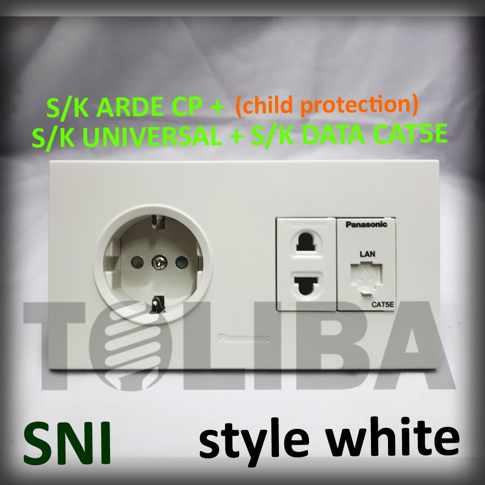 stopkontak arde cp + s/k data cat5e + s/k universal minimalis style white ib panasonic sni