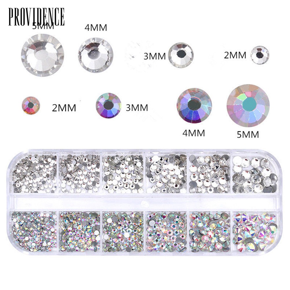 Providence 12 Grids Glitter Transparent Flat Rhinestone Mixed Shiny Jewelry Manicure