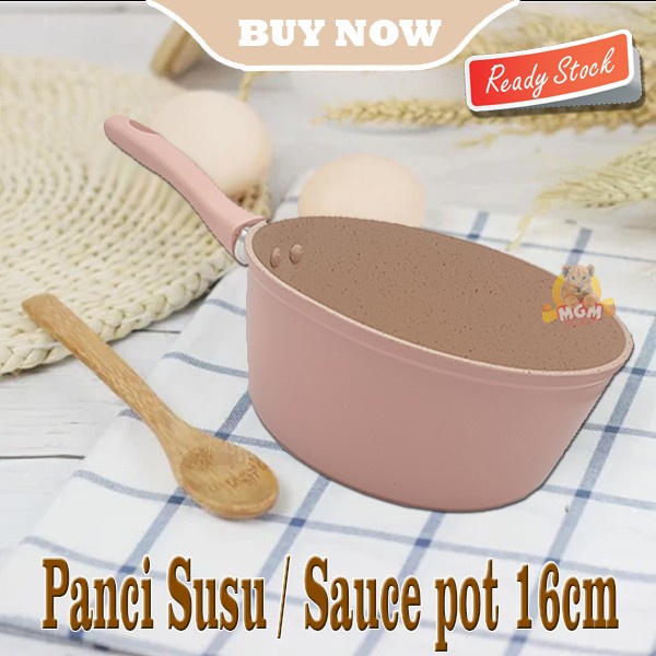 Panci teflon Marble 16cm Panci susu Sauce Pot Mini Anti Lengket