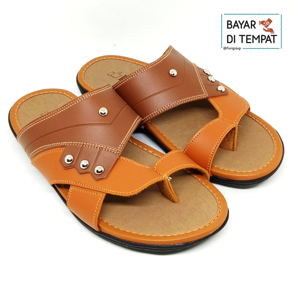 FIURI - Sandal Jempol Moka - Sandal Pria - Sandal Casual - Sandal Pria Kulit - Sandal Pria Dewasa