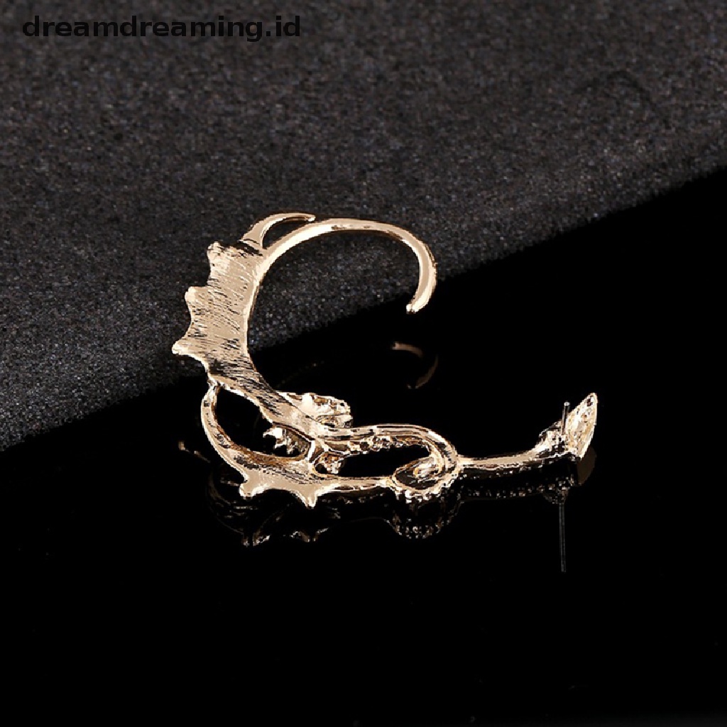 Anting Ear Cuff Bentuk Naga Gaya Retro Gothic Rock Punk Untuk Pria Dan Wanita