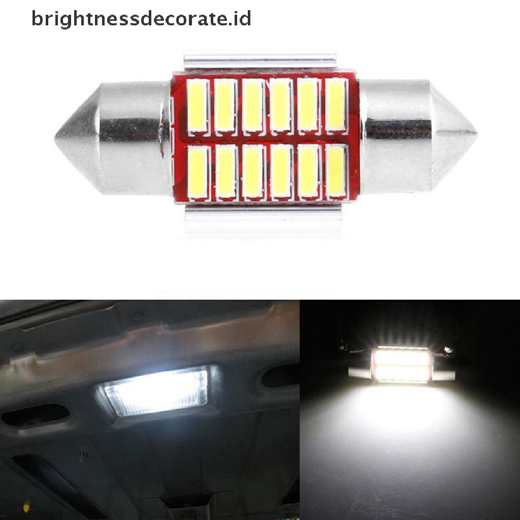 2pcs Lampu LED Canbus 12SMD 4014 C5W Ukuran 31mm Untuk Interior Mobil