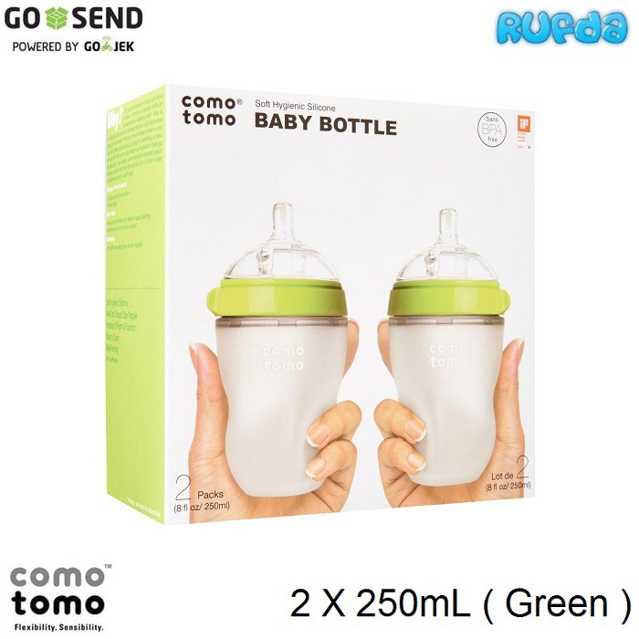 Comotomo Green Twin Pack 2x250ml Botol Susu Mirip Payudara Ibu