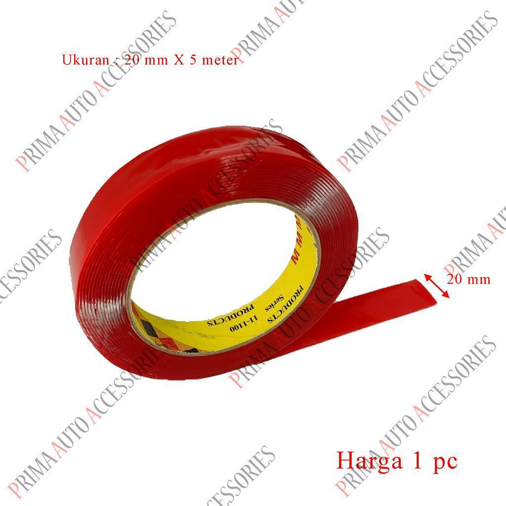 Double Tape / Perekat 3MM Merah Transparan 20 mm X 5 meter Serupa 3M