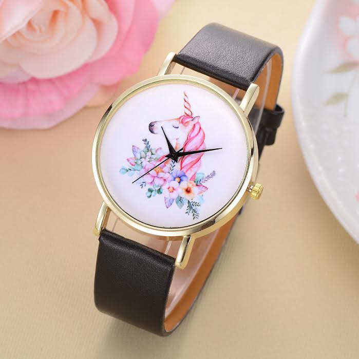 Geneva Unicorn - Jam Tangan Analog Wanita - Strap Leather ( Group )