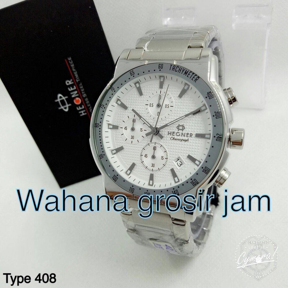 Dijual jam tangan pria HEGNER 408 full silver chrono Limited