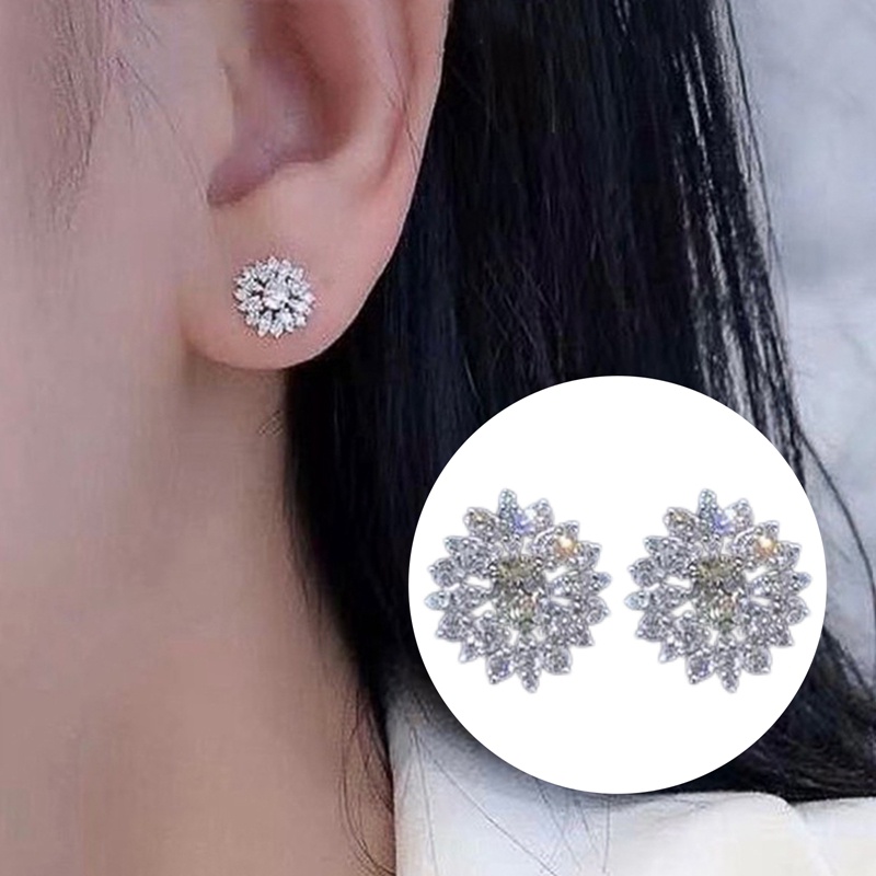 Anting Stud Cubic Zirconia Untuk Aksesoris Pengantin Wanita