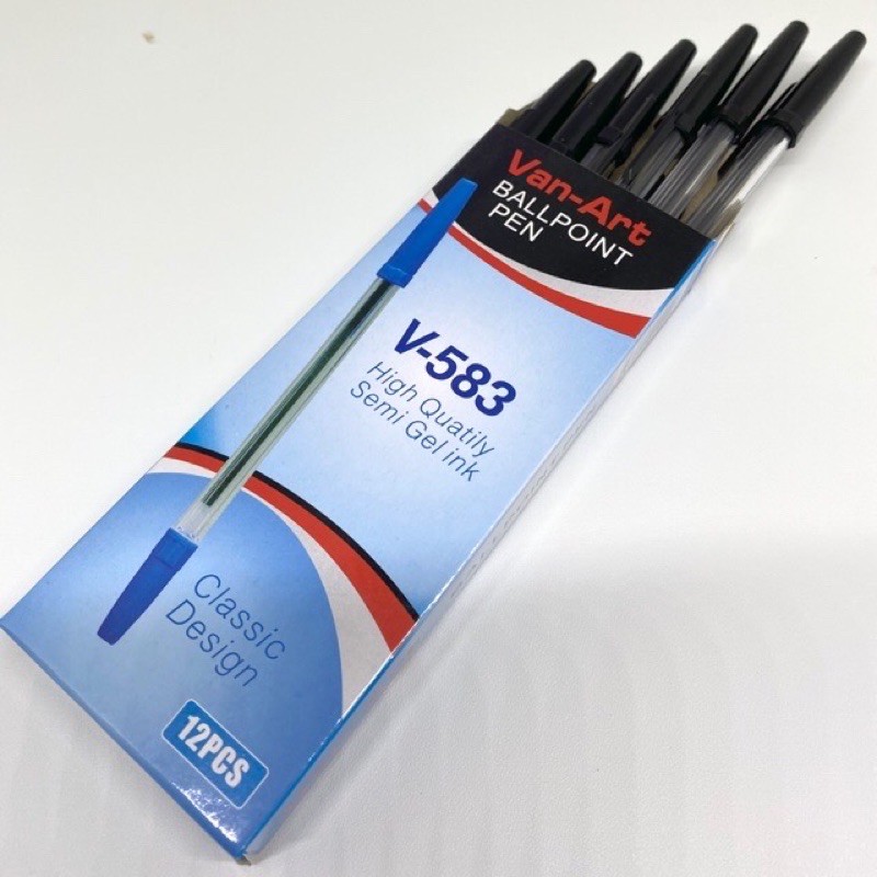 

[HARGA 12PCS] BOLPEN VAN-ART V583 DISAIN KLASIK/ BALLPOINT PEN CLASSIC DESIGN