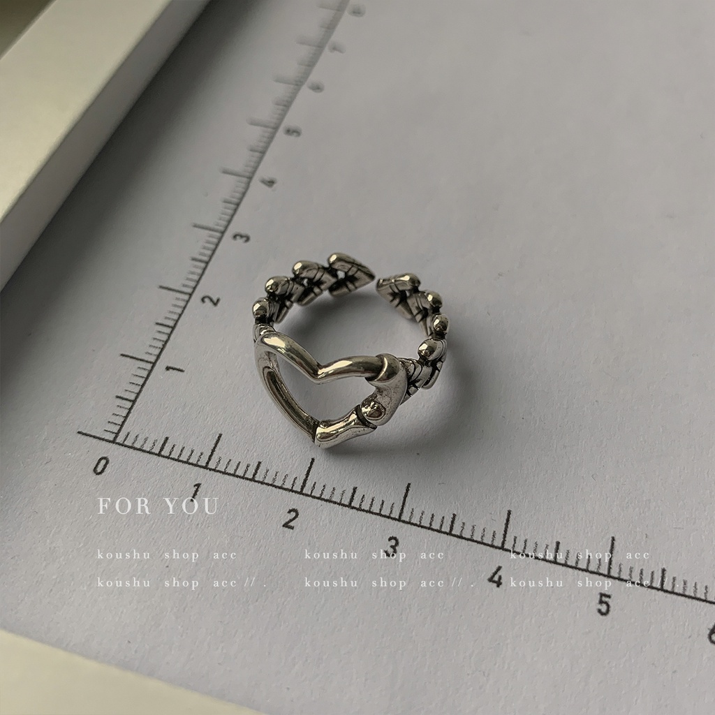 Cincin Bentuk Hati Model Hollow Gaya Retro