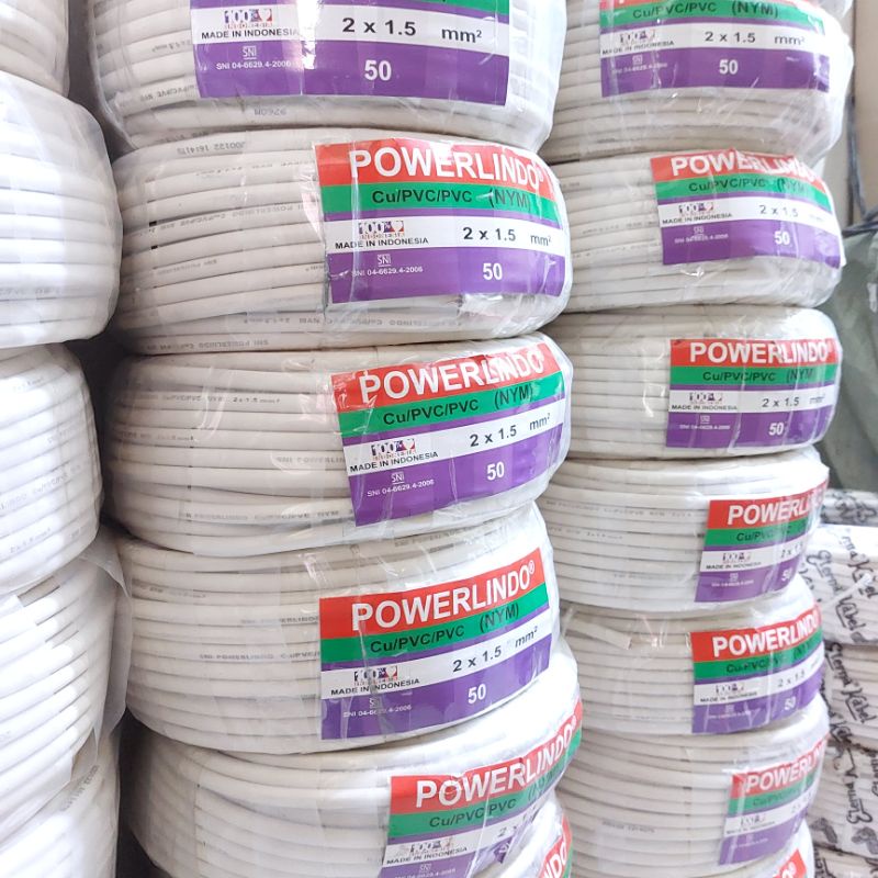 Kabel Listrik Kawat Tembaga Nym 2x1.5 &amp; 3x1,5 50Y Lotusku Lotus Powerlindo Orenchi Furano SPIN SNI 2x1,5