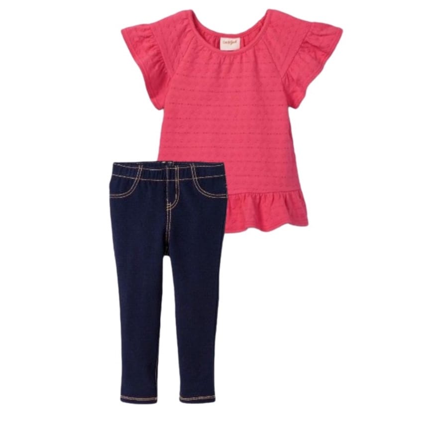 CAT&JACK Fuchsia Tunik - Jegging Navy (18m-5T)