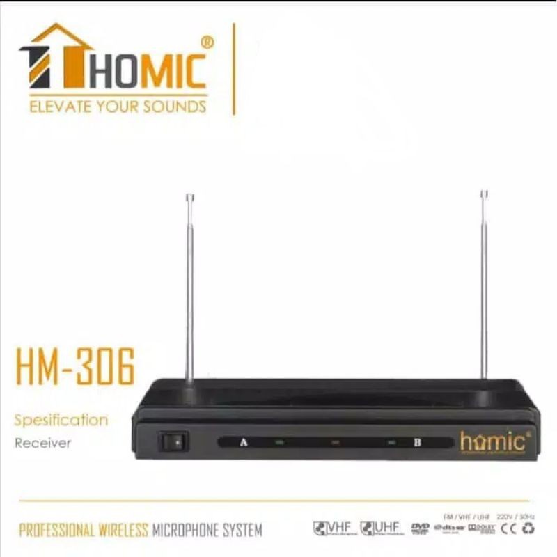 HOMIC HM-306 Mic Wireless Tanpa Kabel Mikrofon Karaoke Double 2 Pcs Original