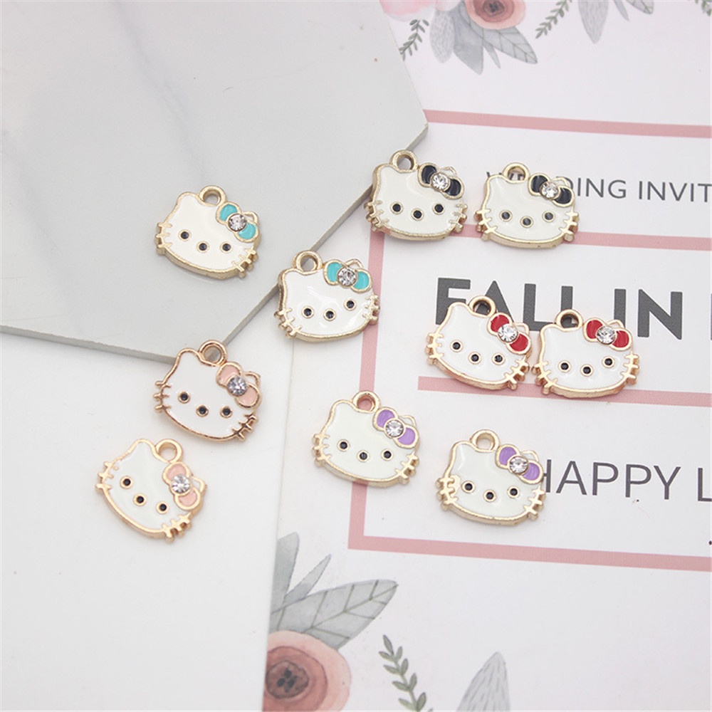 5pcs Liontin Kalung / Gelang / Anting Handmade DIY Bentuk Kartun Hello Kitty