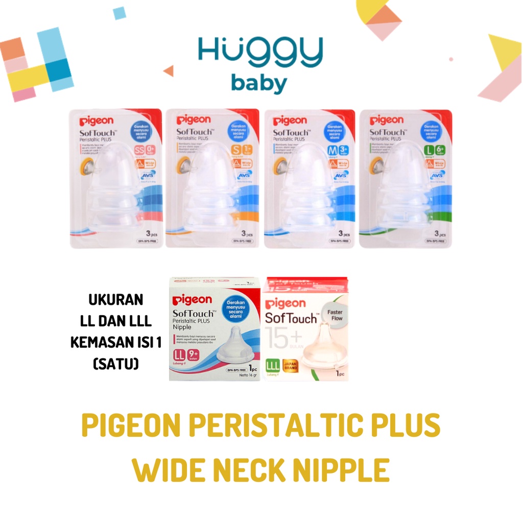 Pigeon SofTouch Peristaltic PLUS Nipple WIDE NECK DOT Blister