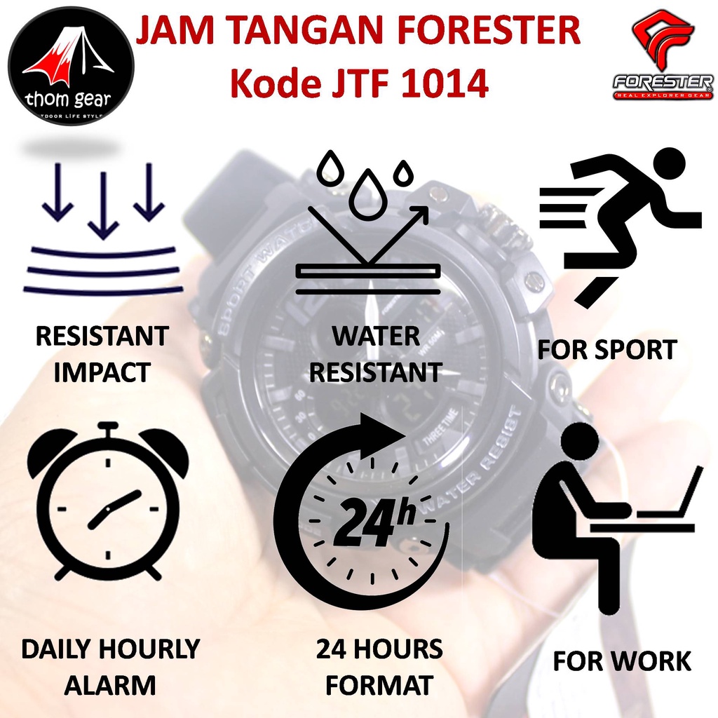 Forester Jtf 1014 Jam Tangan Pria Origial Forester Analog Digital Adventure Sport Outdoor Waterproof Water Resistant Anti Air Pria Cowok Original Ori Terbaru 2022 Free Rubber Strap Cadangan Batre Box Kayu Thomgear Bangakalan Palangkaraya Pare Pare Kebomas