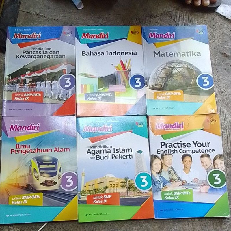 buku pelajaran soal soal erlangga mandiri ipa matematika bahasa inggris kelas 3 smp original