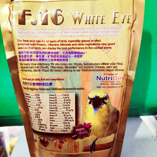 PAKAN KHUSUS PLECI CIBLEK F16 NUTRIBIRD WHITE EYE SAMA DENGAN NUTRIBIRD UNI