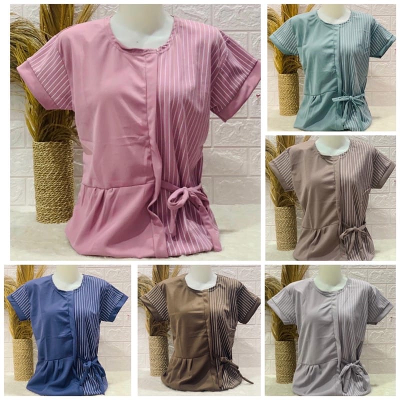 Kaos Salur Kombinasi Tali Kaos Kombinasi Salur Kaos Wanita Voxy Kombinasi