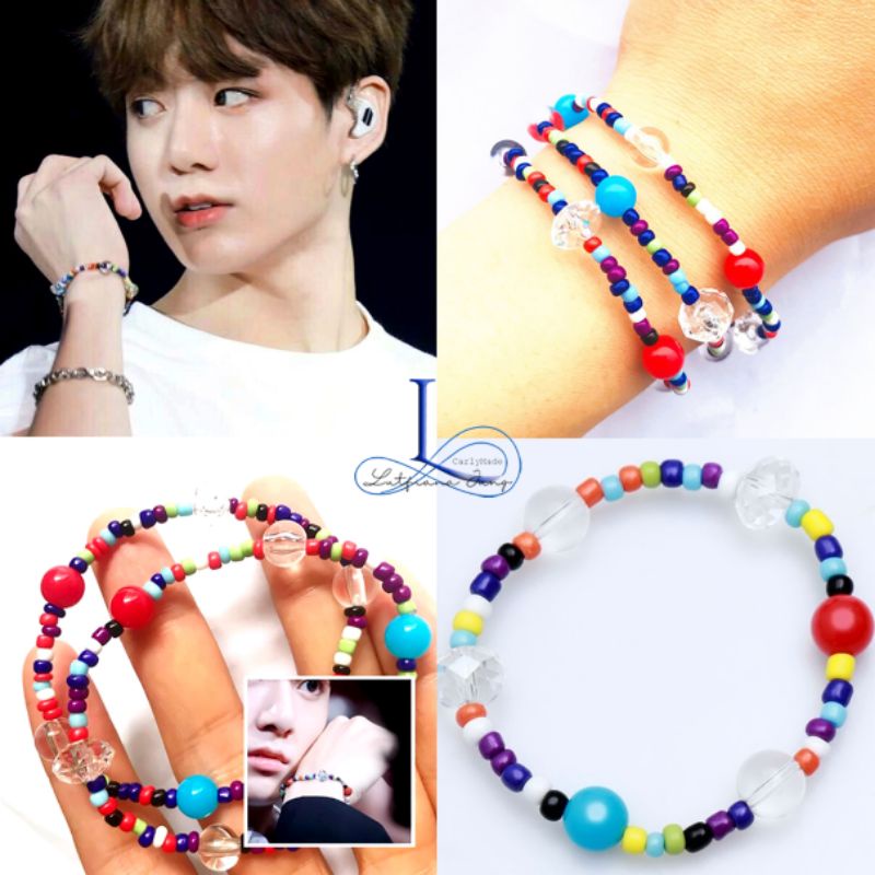 Crystal Beads Bracelet BTS Jungkook Elastis Handmade Jewelry / Gelang Manik-manik Jungkook / Bracele