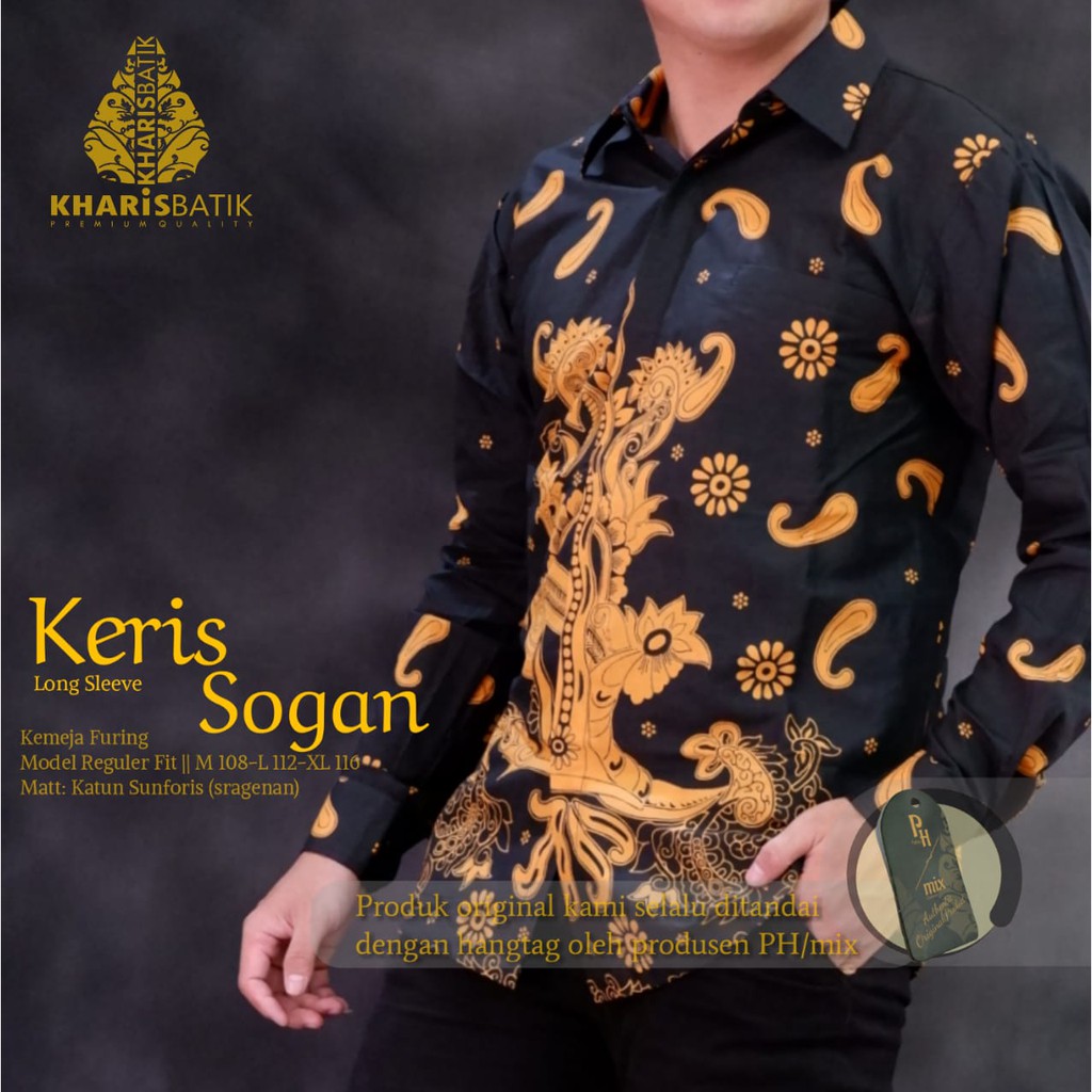 KERIS SOGAN KHARIS BATIKSOLOAMANAH KEMEJA BAJU BATIK PRIA SOLO LENGAN PANJANG PENDEK LAPIS FURING ATASAN BATIK PREMIUM MODERN KATUN HALUS PUSANG MULYO SURO PATI PRAKASITA MERAH ANGLING DHARMA WATES NAGA LINTANG PRASARAJIK WATU KRIKIL PRISMASARI MUSTIKA