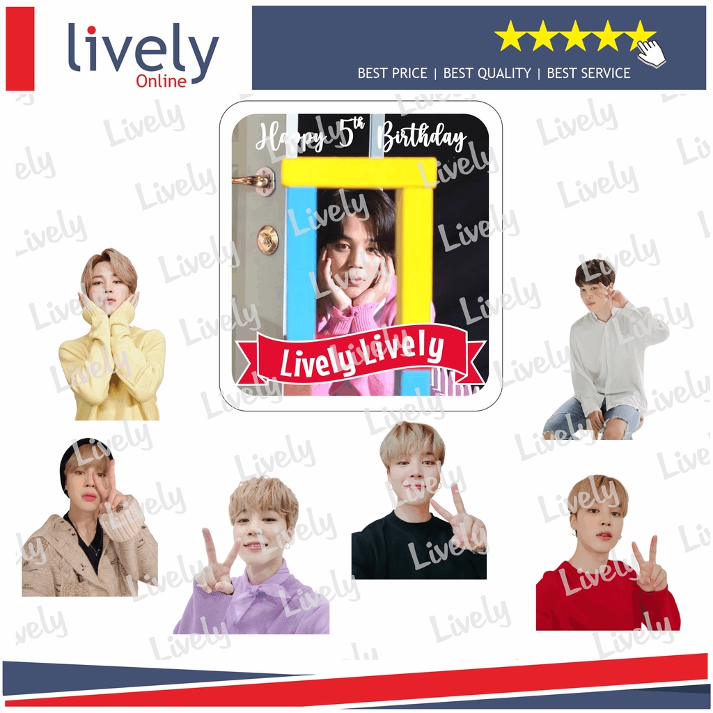 CUSTOM NAMA CAKE TOPPER KARAKTER BTS JIMIN HIASAN KUE ULANG TAHUN HAPPY BIRTHDAY