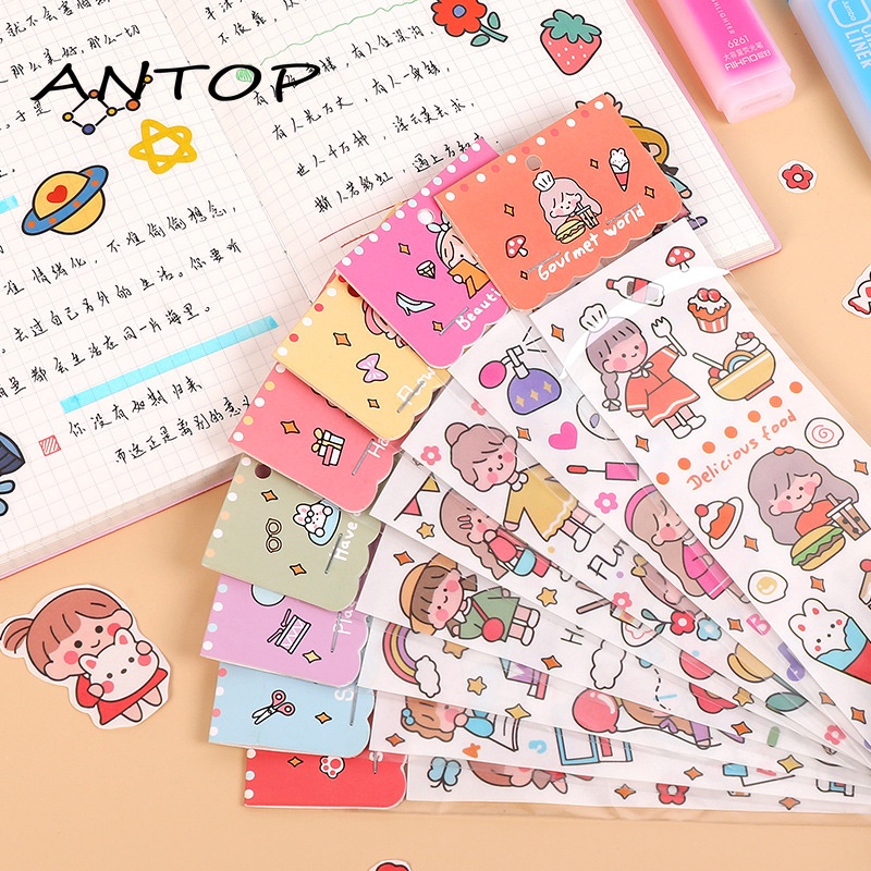 Cute Girl Fashion Art Ins Style Diy Kartun Stiker Akun Tangan ANTOP