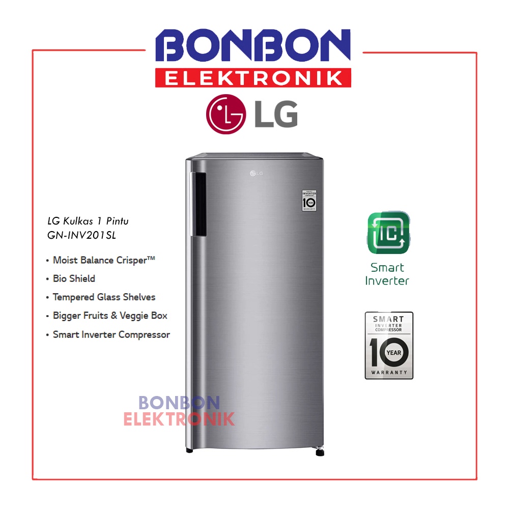 LG Kulkas 1 Pintu GN-INV201SL Smart Inverter