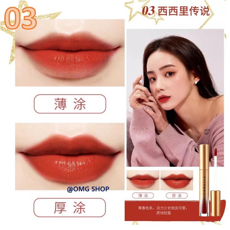 Liptint Korea Lameila GOLD Edition Lipstik Matte / Lipstik Tahan Lama Anti Air / Lipstick Lip Cream Lip Balm Lipgloss - Pelembab Pemerah Bibir Alami / Makeup Kosmetik Wanita Liptint Anak Sekolah Bibir Pink Alami / Pencegah Bibir Kering Pecah