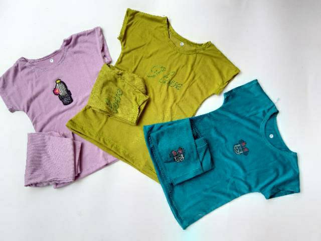 Setelan Legging Spandek Katun Polos S M L XL