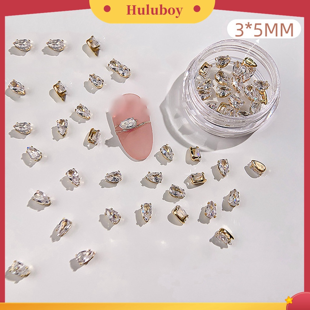 Huluboy Huluboy♡ 20 Pcs Ornamen Perhiasan Berlian Imitasi Bentuk Tetesan Air Mata Kuda Bahan Zirkon Untuk Dekorasi Nail Art