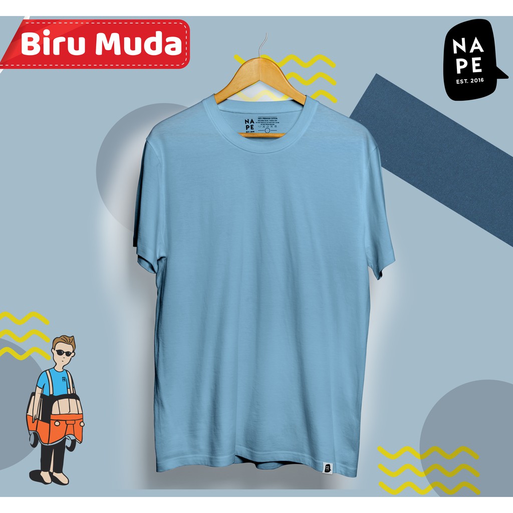  Kaos  Polos  Nape Biru  Muda  Shopee Indonesia