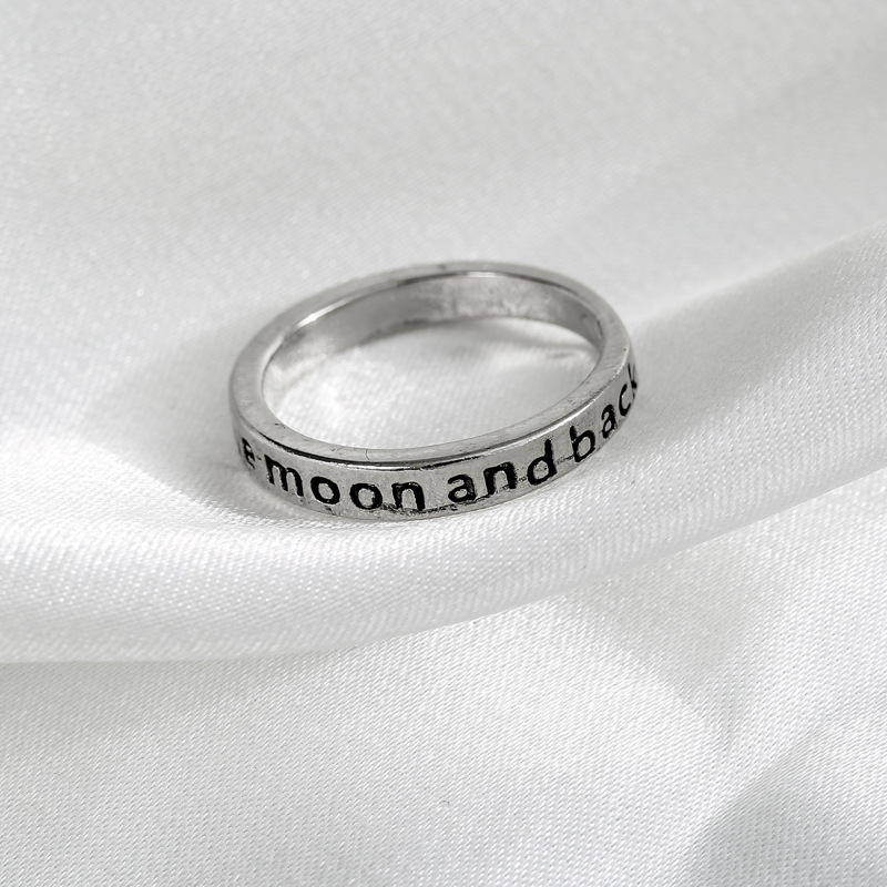 Alloy ring with simple lettering Korean fashion