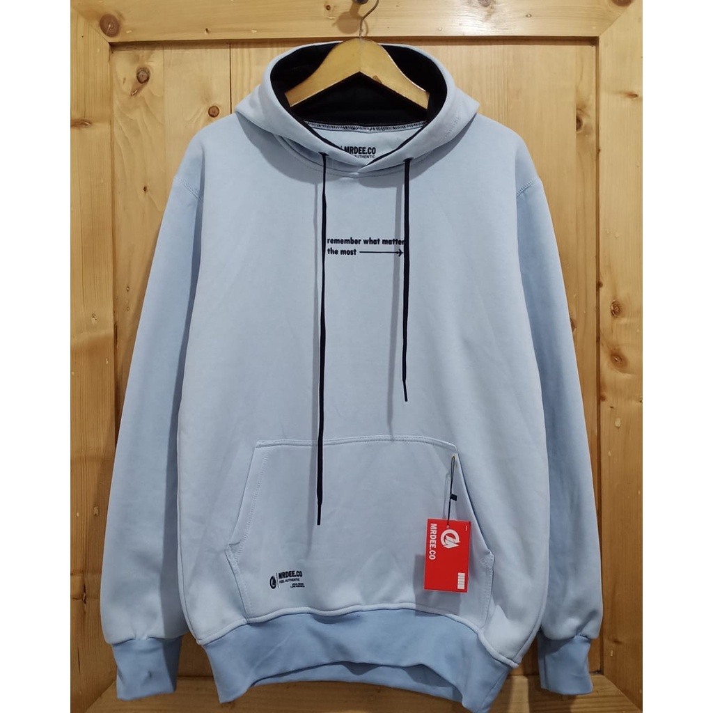 sweater hoodie pria distro original MR.DEE warna DENIM remember switer cowok murah jumper hoodie sim