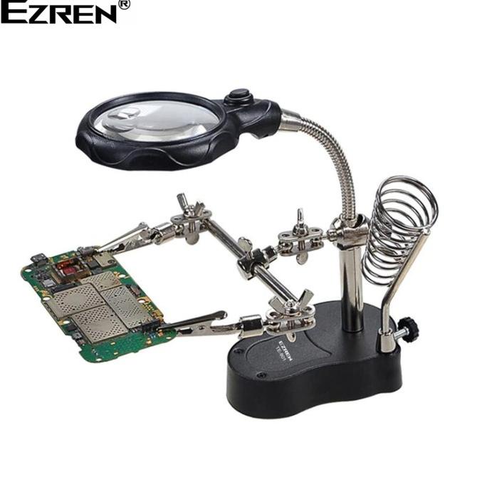 

Ezren TE-801 Kaca Pembesar Penjepit PCB + Lampu Holder 3.5x 12x AAA hpart33 Juara