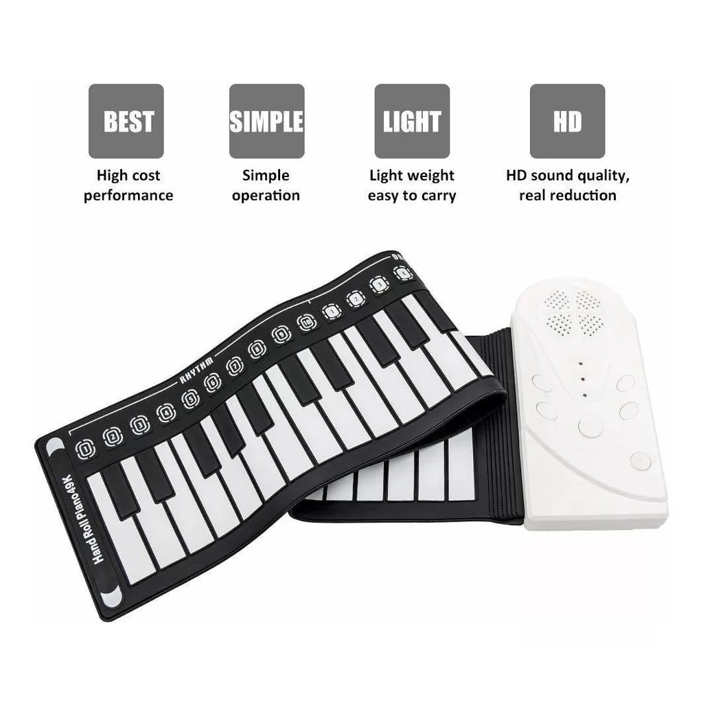 Piano Silicone Multi Style Roll Up Piano Keyboard Elektronik 49 Tombol Built-in 16 Speaker Instrumen